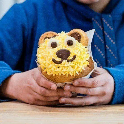 Muffin decorated with a smile