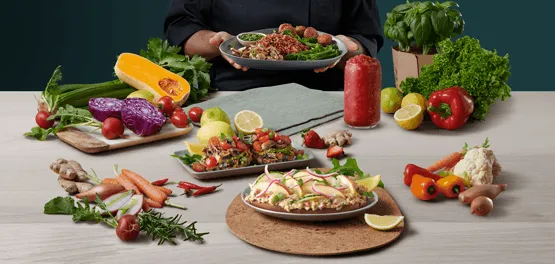 Range of vegetables and ingredients