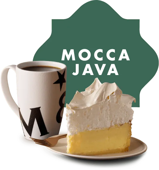 Mocca java coffee with a slice of cake