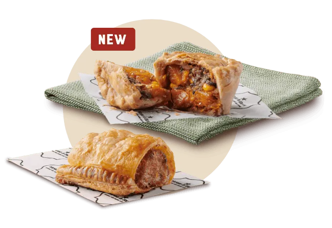 Pot pie and sausage roll