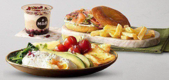 A delicious breakfast spread featuring eggs, toast, avocado, and a variety of fresh fruits