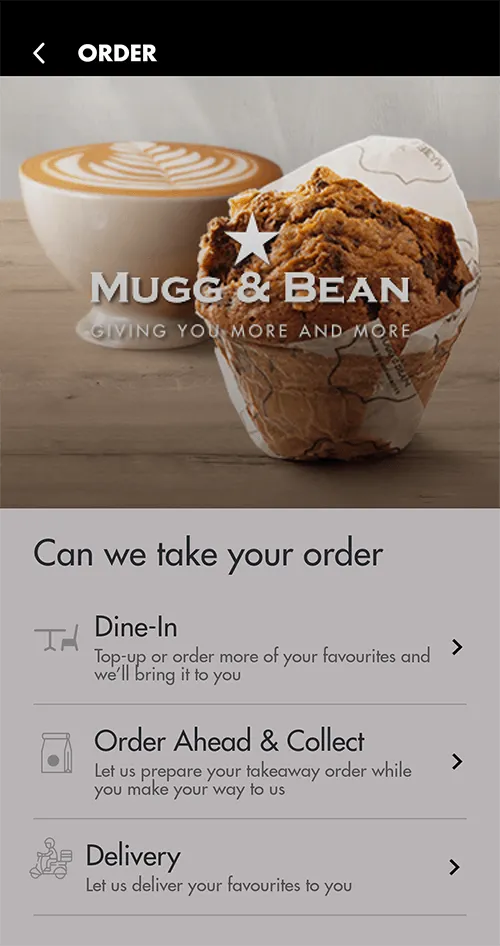 Screenshot of App - Delivery Method