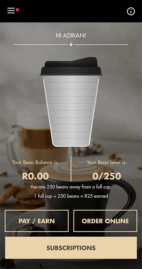 Screenshot of App - Home