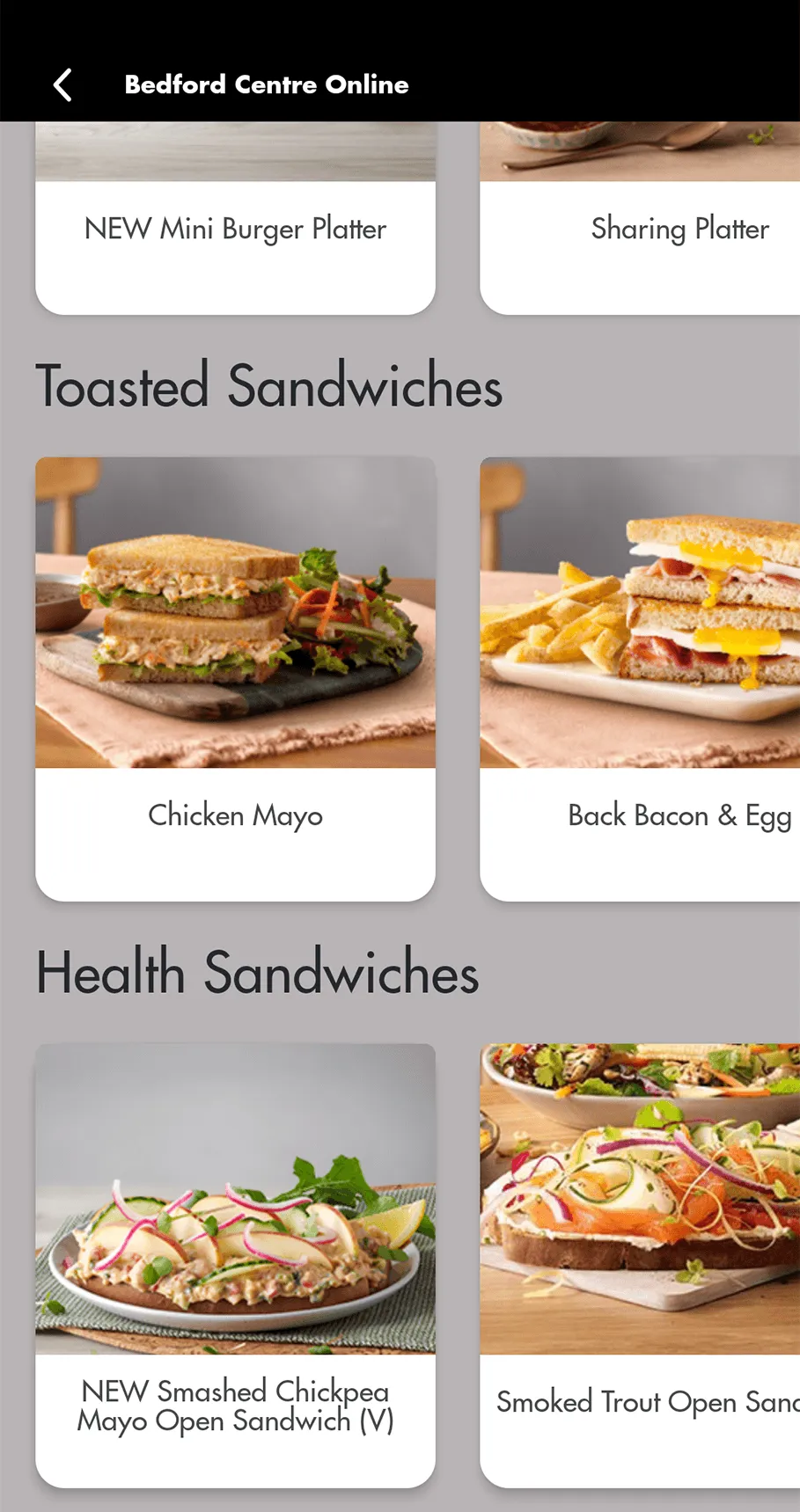 Screenshot of App - Menu