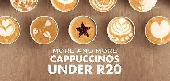 More and more cappuccinos under R20 with coffee art