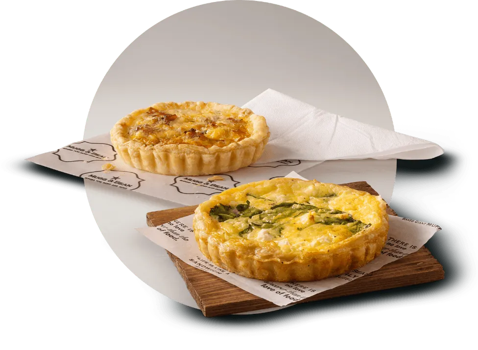 Spinach & Feta Quiche or our Quiche Lorraine