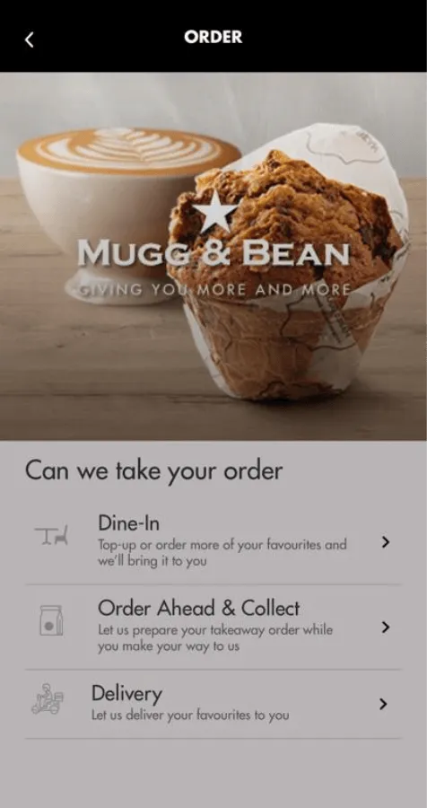 Screenshot of App - Delivery Method