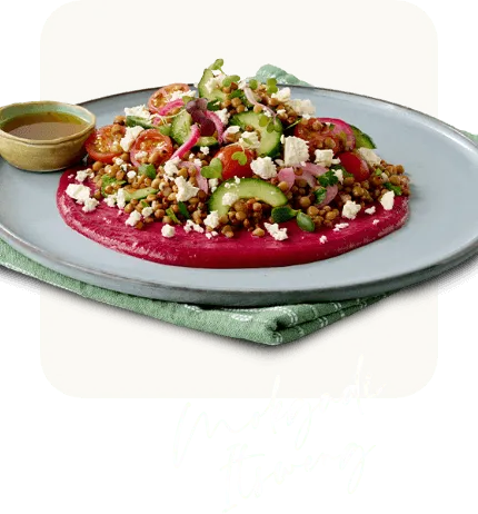 Beetroot hummus on a plate