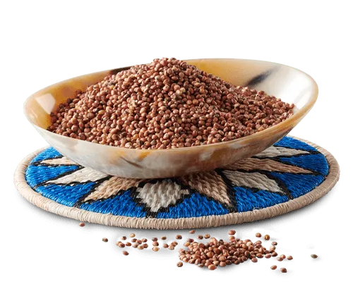 Raw Sorghum ingredients in a traditional bowl on a round table mat