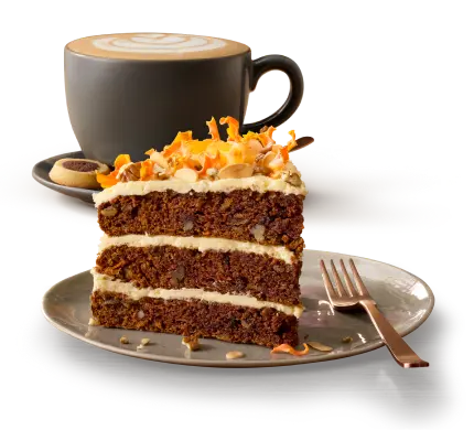 Cake and Coffee with a fork on a saucer