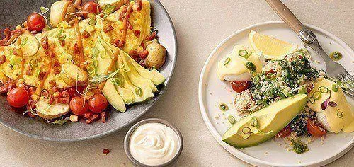 Fresh salad and plate with avo
