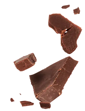 Chocolate on left chocolate pieces