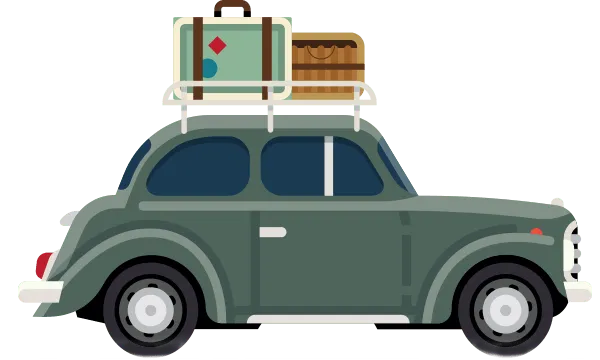 Car with luggage on roof