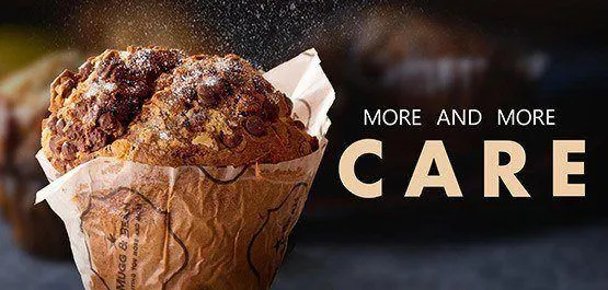 Giant muffin with more and more care text