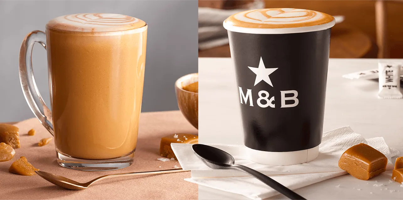 Salted caramel coffee for sit down or takeaway