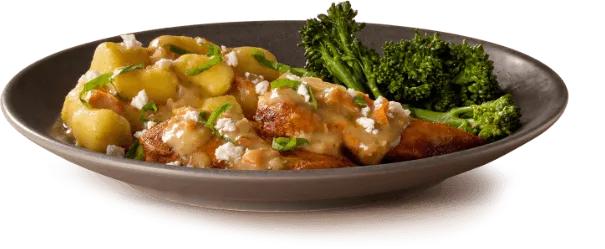 A delicious plate of creamy chicken gnocchi A delicious plate of creamy chicken gnocchi