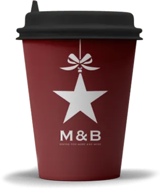 M&B red festive coffee takeaway cup