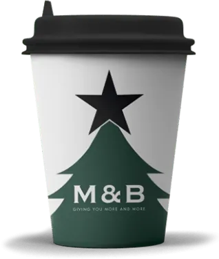 M&B white festive coffee takeaway cup