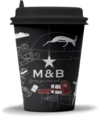 M&B festive coffee takeaway cup