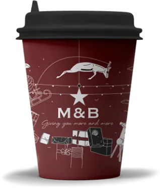M&B red festive coffee takeaway cup