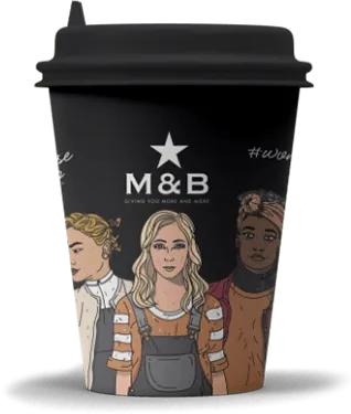 M&B womens day coffee black takeaway cup