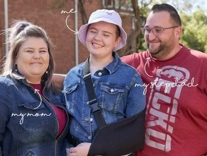 Family standing outside