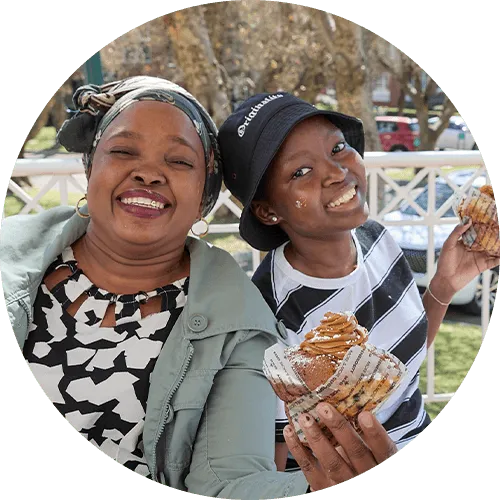 Mpho and mom posing for the camera