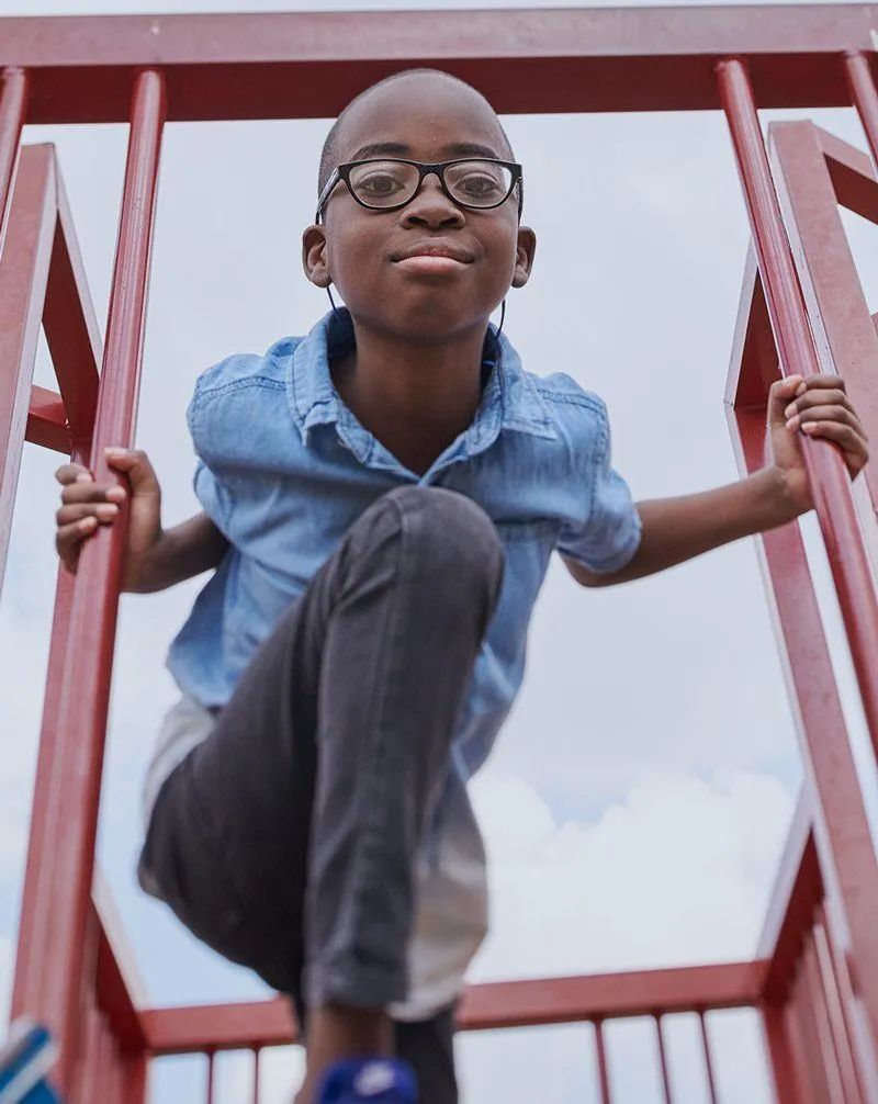 Chinedu on a jungle gym