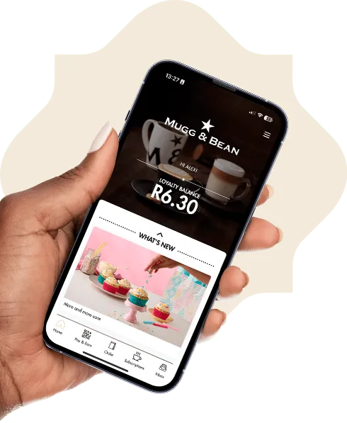 App on a phone held by a hand