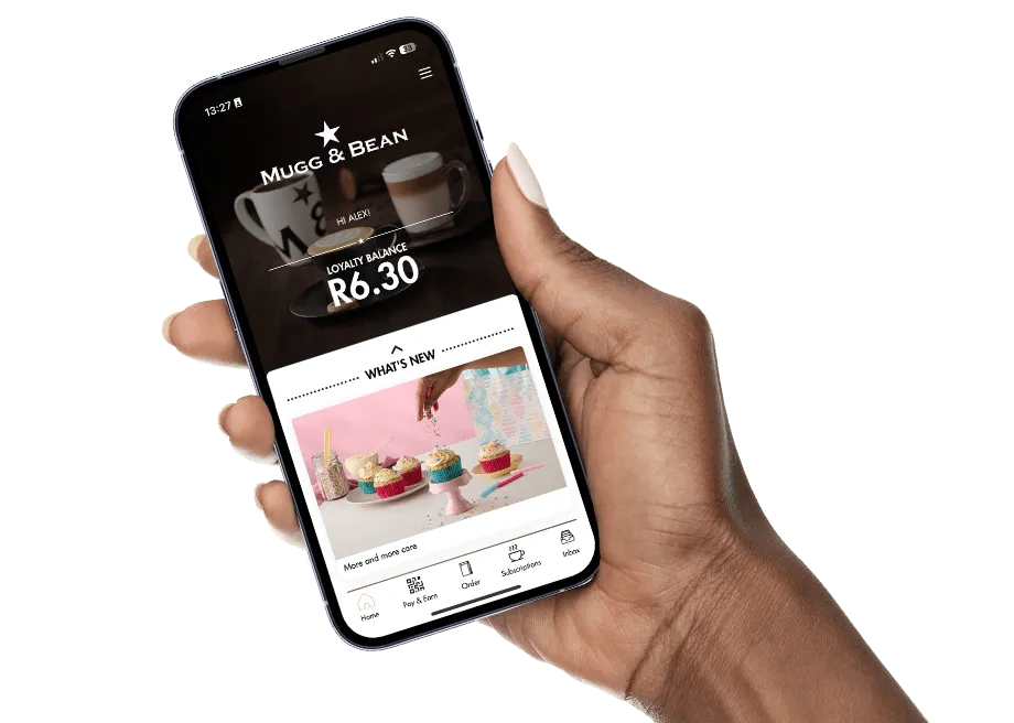 Phone screens showing loyalty app