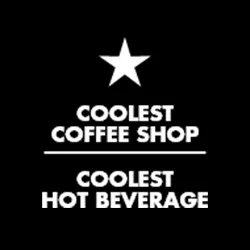 Coolest coffee shop, coolest hot beverage text