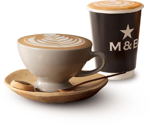 Cappuccino coffee in a mug and takeaway cup