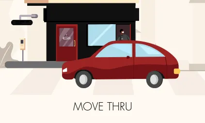 Car going through drive through to oder food