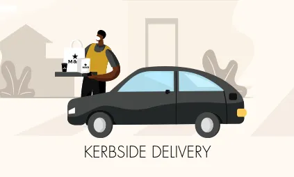 Car collecting M&B takeaway from waitron