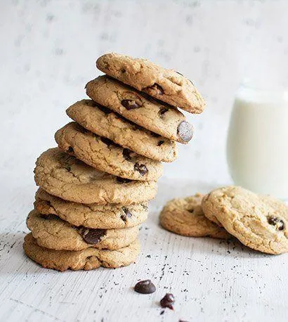 Tower of choc chip cookies