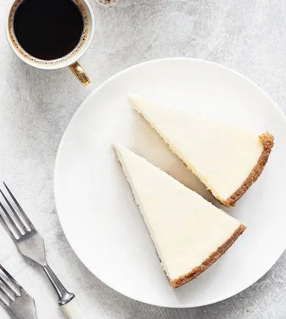 Fridge cheese cake with cup of coffee
