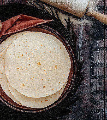 Tortilla stacks with rolling pin