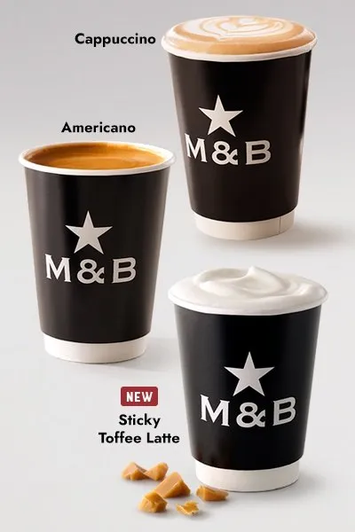 Range of Mugg & Bean hot drinks in takeaway cups