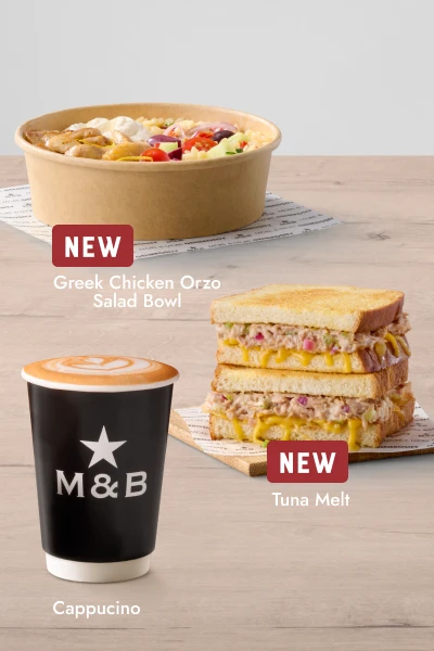 Range of Mugg & Bean hot drinks in takeaway cups
