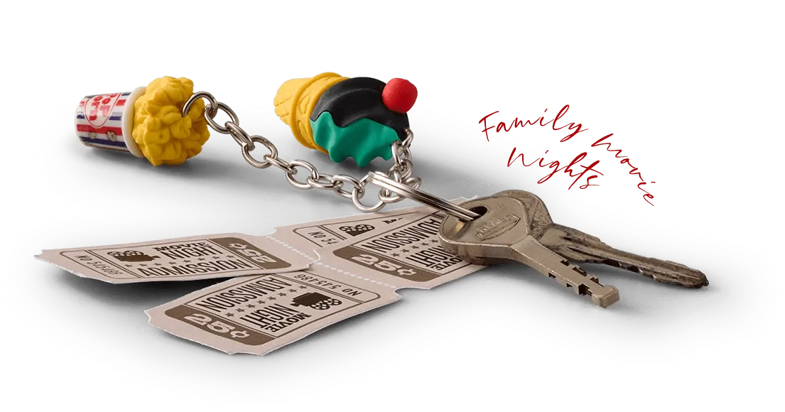 Keys with colourful keychain