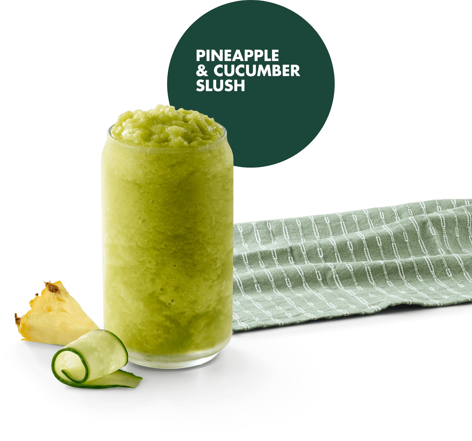 Pineapple and cucumber slush in a serving glass on a white background