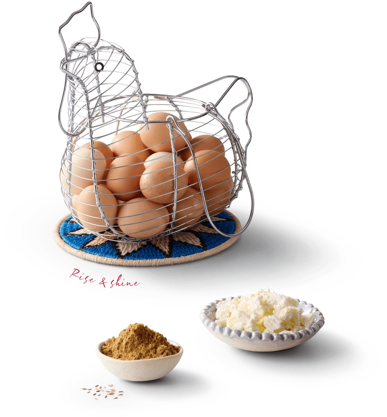 Eggs in a wire chicken
