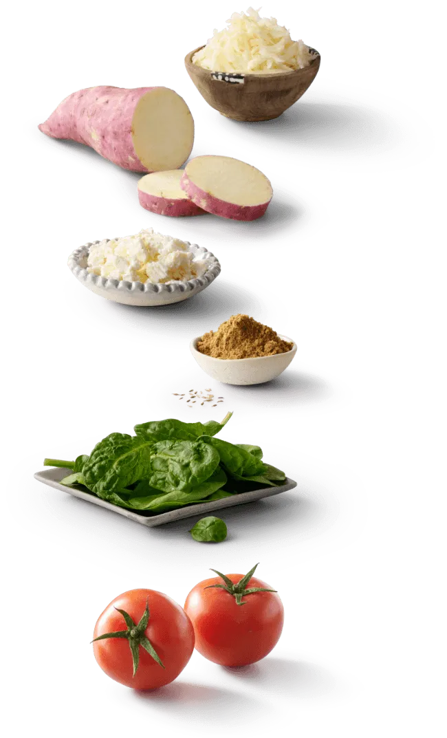 A group of ingredients used in sweet potato breakfast