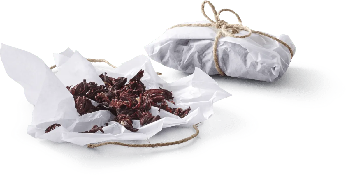 Red hibiscus flower parcels