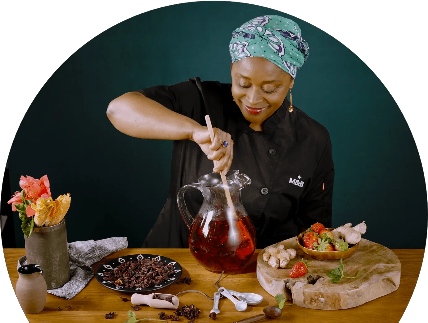 Chef Mokgadi mixing a chilled drink